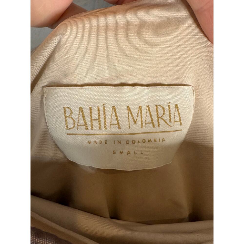 Bahia Maria Roxanne Midi Dress Strapless Ruched Rosette Party Cocktail Prom S - Picture 10 of 11